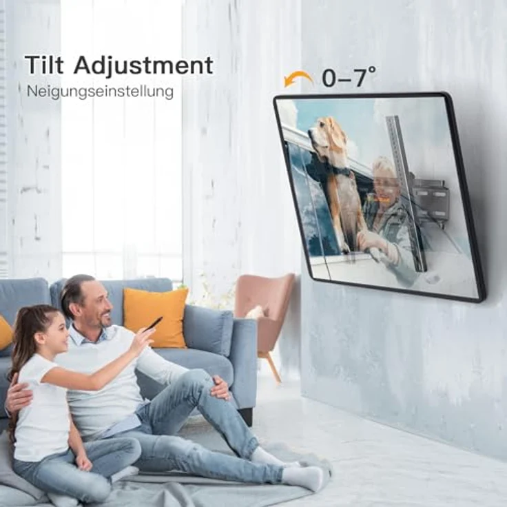 Perlegear TV Wandhalterung Neigbar - Fernseh Halterung 4K LED LCD OLED Flachbildfernseher, TV Wandhalter Schwarz 58-140cm 23-55 Zoll TV - VESA 75x75-400x400mm, 1.8m HDMI Kabel Wasserwaage – Bild 2
