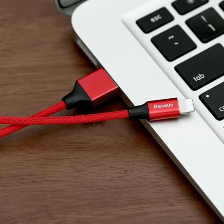 Baseus Yiven USB / Lightning Ladekabel, Textilkabel 1,8m in Rot, schnelles Laden 2A, verstärkte Verbindung, Datenübertragung – Bild 9