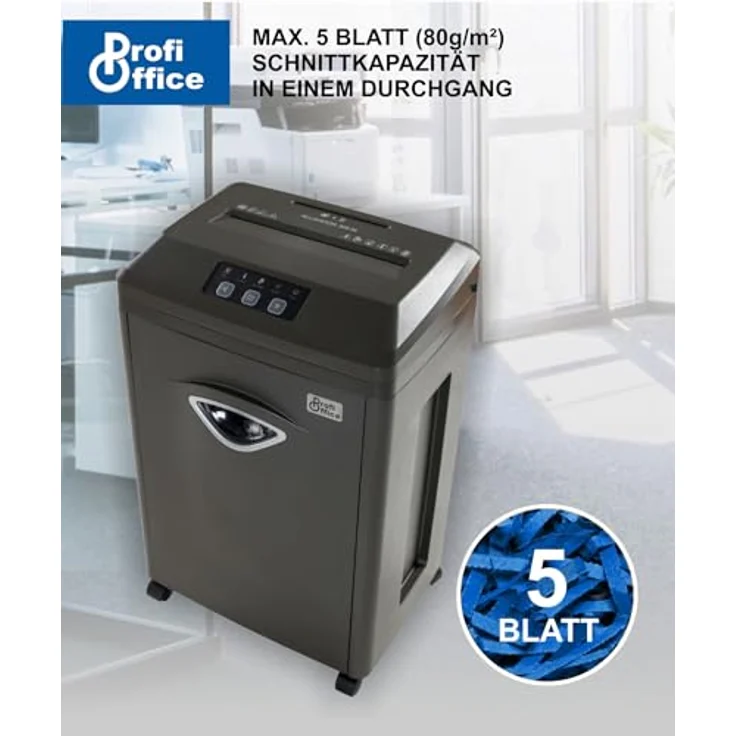 ProfiOffice Aktenvernichter Super Micro Partikelschnitt P-7 Alligator 305 M - 5 Blatt, 30 min Dauerbetrieb, leise und sicher DSGVO konform, schwarz (91957) – Bild 2