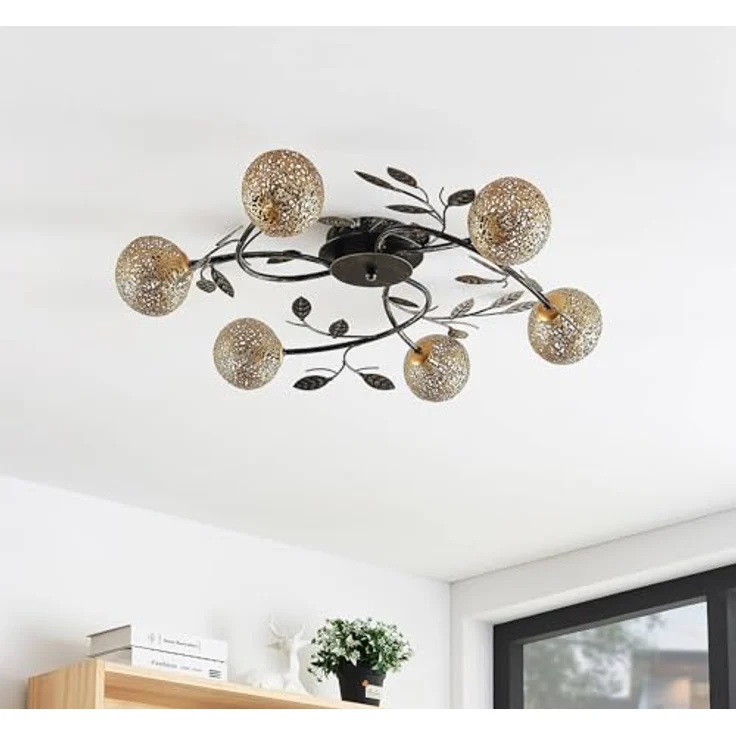 Lucande Deckenlampe 'Evory' in Gold/Messing aus Metall für Wohnzimmer & Esszimmer (6 flammig, G9) - Florentiner Deckenleuchte, Lampe, Wohnzimmerlampe by Lucande – Bild 3