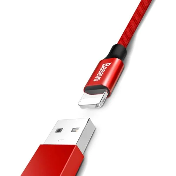 Baseus Yiven USB / Lightning Ladekabel, Textilkabel 1,8m in Rot, schnelles Laden 2A, verstärkte Verbindung, Datenübertragung – Bild 4