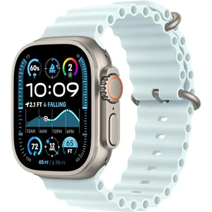 Apple Watch Band - Ocean Band - 49 mm - Kristallblau - Elastisches Armband für Wassersport geeignet – Bild 2