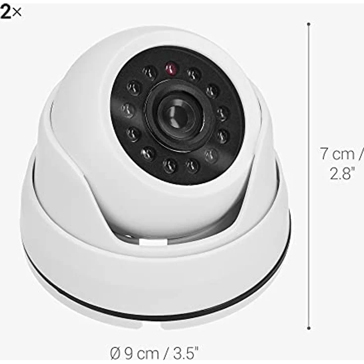 kwmobile 2X Dummy Kamera für Deckenunterbau - LED Licht - Dome Attrappe Set - täuschend echte Fake Security Camera in Weiß – Bild 4