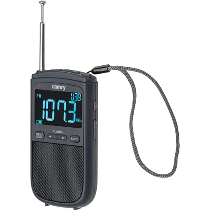 Camry CR 1905 Mini-Radio, tragbar mit LCD-Anzeige, USB-C, 20 Sender, Alarm- und Sleep-Funktion, 6x2x11cm