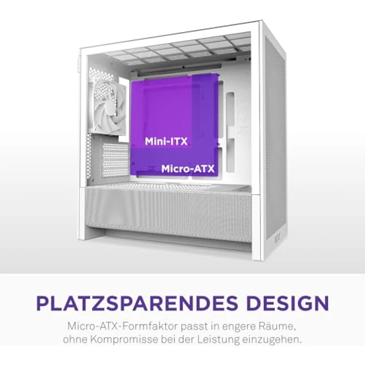 NZXT H3 Flow (2025), All White Midi Tower ATX Gaming Gehäuse mit Glasfenster, mATX/Mini-ITX, optimierte Luftzirkulation und Antistaubfilter – Bild 3