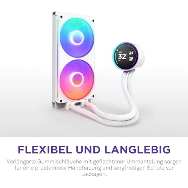NZXT KRAKEN Elite V2 280 RGB, CPU Wasserkühler mit 2,72 Zoll IPS-Display und RGB-Ring, Weiß – Bild 9