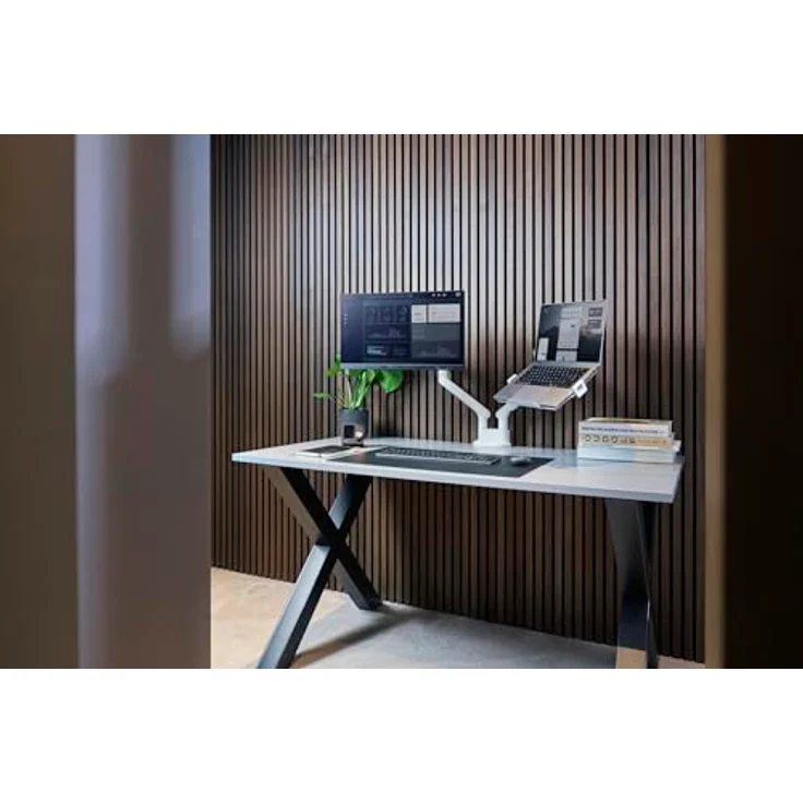 One For All Premium Laptophalterung für Monitorarm, Aluminium (matt) mit ergonomischem Design für mehr Schreibtischplatz – Bild 8