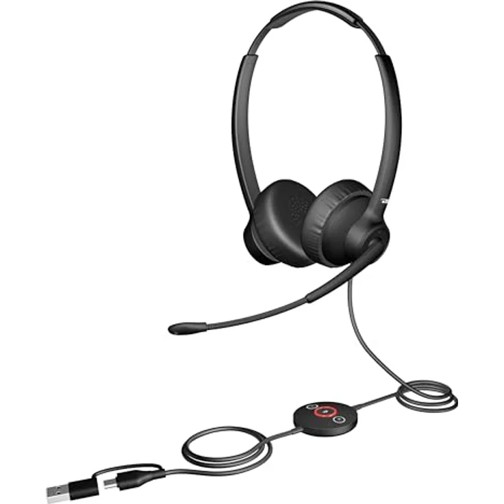 Cyber Acoustics USB-C Headset mit AI-Rauschunterdrückung (AC-304C) - AI-Mikrofon-Rauschunterdrückung eliminiert Hintergrundgeräusche in Büros, Häusern oder jeder Umgebung – Bild 1