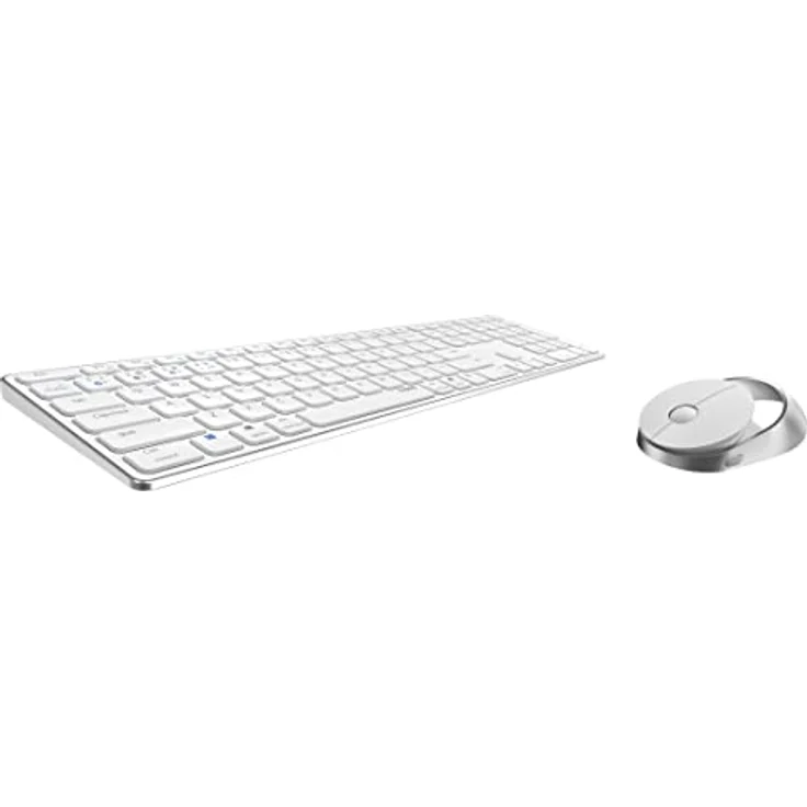 Rapoo 9850M kabelloses Tastatur-Maus Set Wireless Deskset 1600 DPI Sensor wiederaufladbarer Akku flaches Aluminium Design DE-Layout QWERTZ PC & Mac - weiß – Bild 4