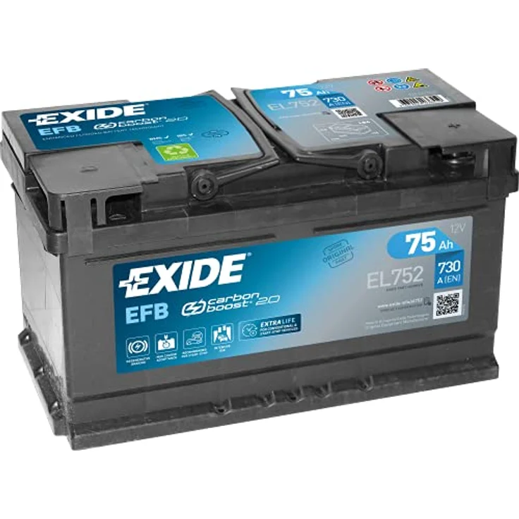 Exide Starterbatterie "EFB" 3DX Gitter T "EL752", 12V 95Ah, 800A, für Start-Stop-Systeme, hohe Zyklenfestigkeit – Bild 1