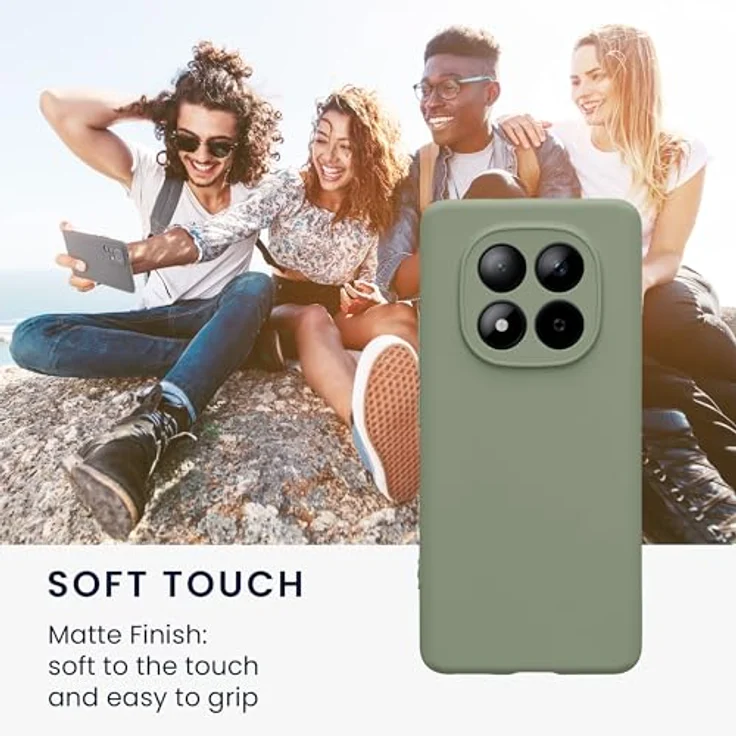 kwmobile Handyhülle kompatibel mit Xiaomi Redmi Note 15 4G / Redmi Note 15 5G / Poco M8 5G - Flexible Silikon Hülle in Graugrün mit präzisen Ausschnitten und erhöhtem Bildschirmschutz – Bild 4