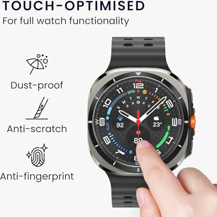 kwmobile 2X Schutzglas kompatibel mit Samsung Galaxy Watch 7 Ultra Folie - Transparente Hartglas Schutzfolie für Smartwatch - Displayschutz für Fitness Tracker – Bild 5