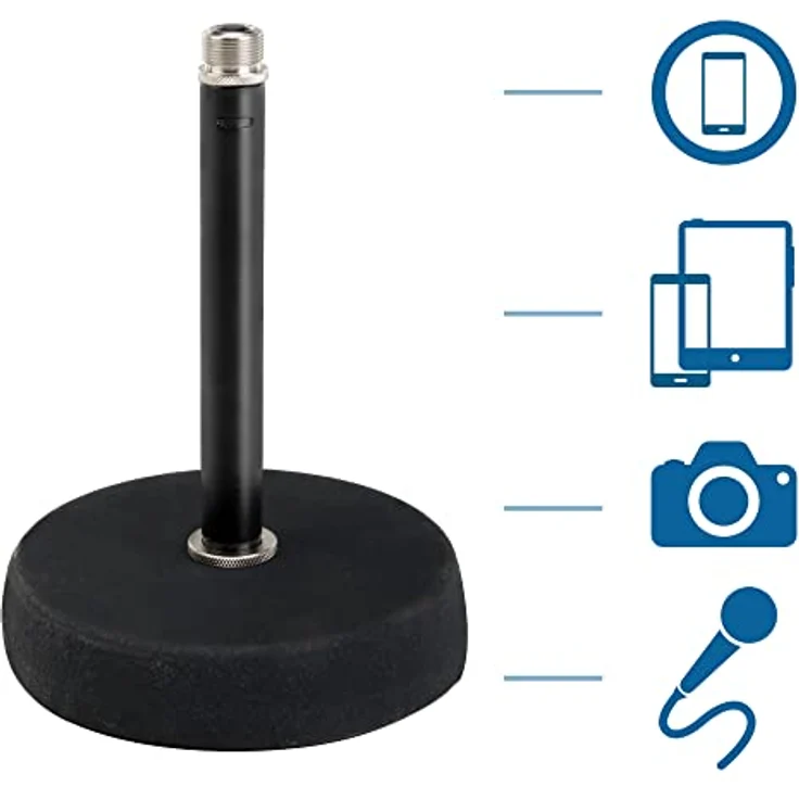 Pronomic MST-10 BK Mikrofon Tischstativ Tischmikrofon Stativ Ständer (für 3-8'' Gewinde, Gusseisener Fuß) schwarz – Bild 6