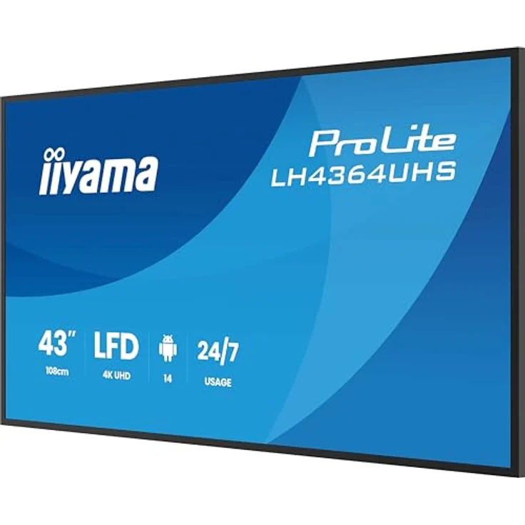 iiyama Prolite LH4364UHS-B1AG 43" 4K UHD Digital Signage Display, VA LED Panel, HDMI, USB-C, Android 14, brillante Bildqualität, schwarz – Bild 3