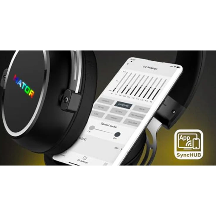 HATOR Hypergang 3 Wireless Gaming-Headset, Hi-Res Audio, Hybrid ANC, 45h Akku, Spatial Audio, Bluetooth & 2.4GHz, abnehmbares Mikrofon, RGB, schwarz – Bild 3
