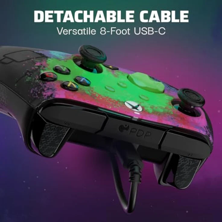 PDP Rematch-Space Dust-GlowInDark Xbox X Controller, kabelgebunden, mit programmierbaren Rücktasten und Dual Rumble-Motoren – Bild 6