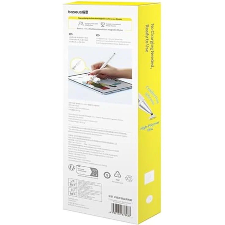 Baseus Smooth Writing III, Eingabestift mit 3 austauschbaren Spitzen, nichtmagnetische Version, weiß – Bild 8