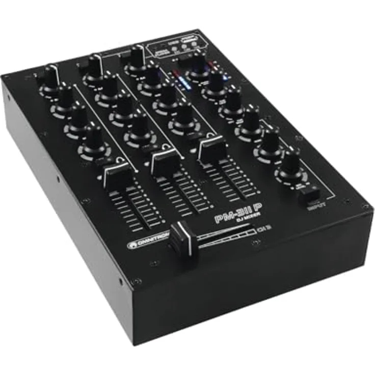 Omnitronic PM-311P, DJ-Mixer mit Player und Mischpult, schwarz