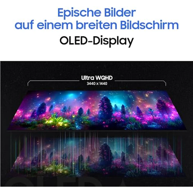 Samsung Odyssey G85SD Curved Gaming Monitor, 34 Zoll, QD-OLED-Panel, UWQHD, 3440 x 1440 Pixel, AMD Freesync Premium Pro, 0,03 ms Reaktionszeit, 175 Hz Bildwiederholrate, schwarz – Bild 5