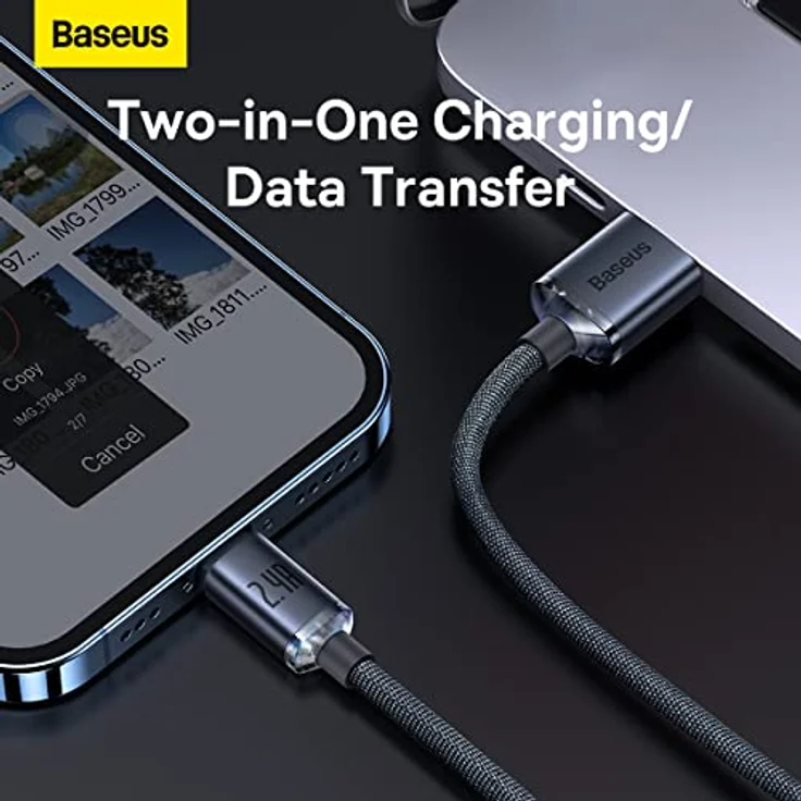 Baseus Crystal Shine Series USB-Kabel, 2.4A für schnelles Aufladen und Datenübertragung, 1.2m, schwarz – Bild 2
