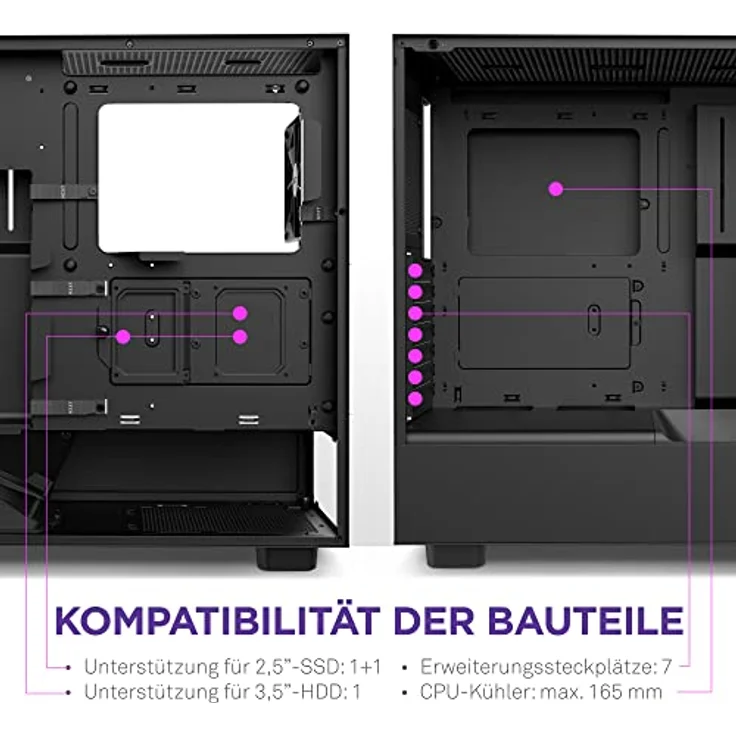 Nzxt H5 Flow - CC-H51FB-01 - Premium ATX Mid-Tower PC Gaming Gehäuse - Airflow Mesh Front - Seitenteil aus gehärtetem Glas - Extra GPU Lüfter - Wasserkühlung Ready - USB C - Schwarz – Bild 4