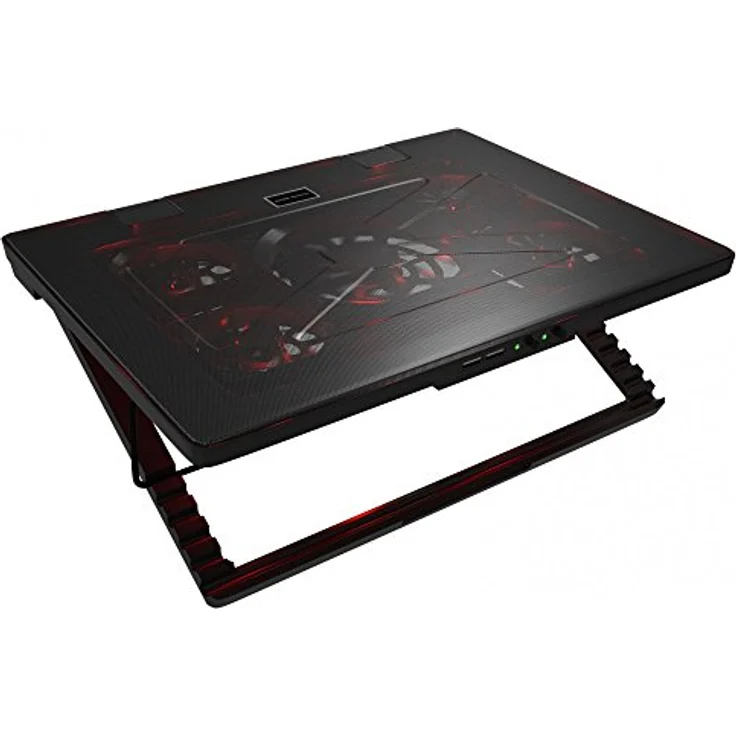 Mars Gaming MNBC2, Kühlerbasis für Gaming-Laptops bis 17,35 Zoll, 5 ultraleise Lüfter, rote LED-Beleuchtung, 2 x USB 2.0, schwarz und rot – Bild 4