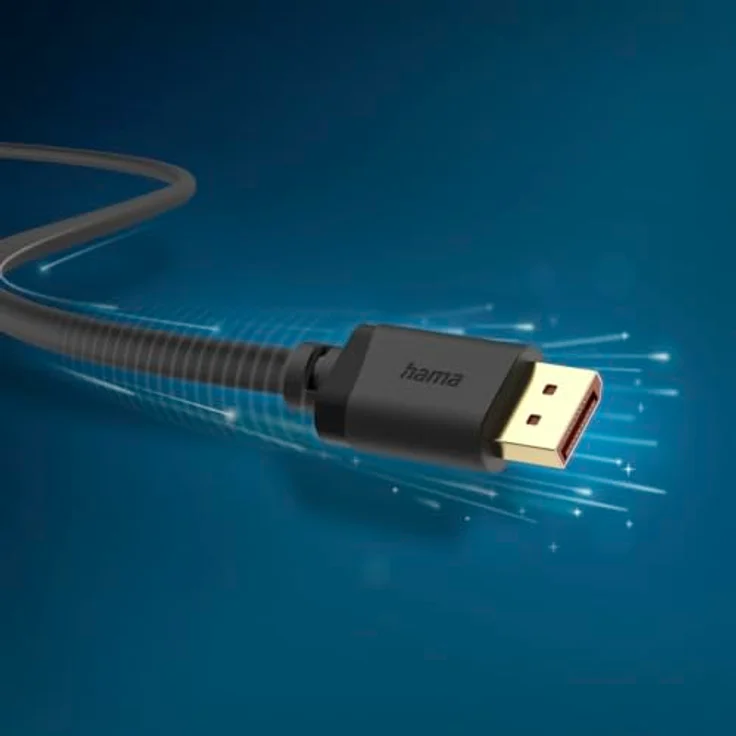 HAMA 2020320, 2M, 16K DisplayPort-Kabel, Schwarz, unterstützt UHBR20, vergoldete Stecker, doppelte Abschirmung – Bild 4