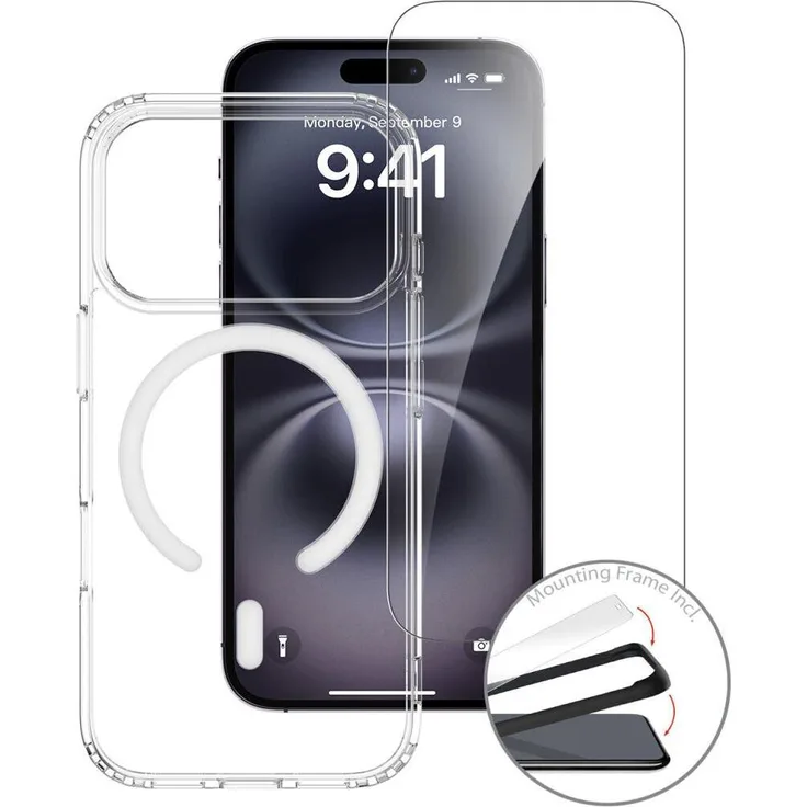 4smarts 3in1 Premium Starter Set für Apple iPhone 17 Pro, MagSafe-kompatibel, Schutzglas, robuste Hülle, USB-C 20W Schnellladegerät, Weiss