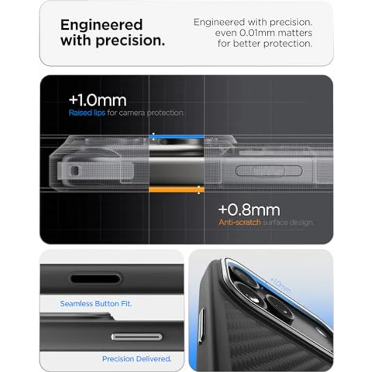 Spigen Enzo Aramid T MagFit Case für iPhone 17 Pro Max, Dünn Slim und Stoßfest mit 2025 Upgrade Kamerasteuerung - Black Silver – Bild 5