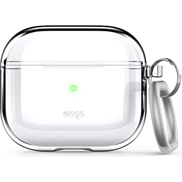 elago Transparente Hülle mit Karabiner, kompatibel mit AirPods 3, Anti-Vergilbung, kabelloses Laden erhältlich (transparent)