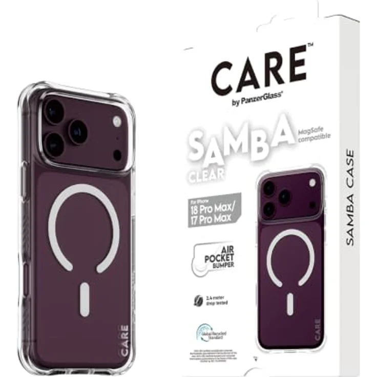 CARE by PanzerGlass Samba Case Transparent mit White MagSafe für Apple iPhone 18 Pro Max | 17 Pro Max, Stoßfest und Kratzfest – Bild 6