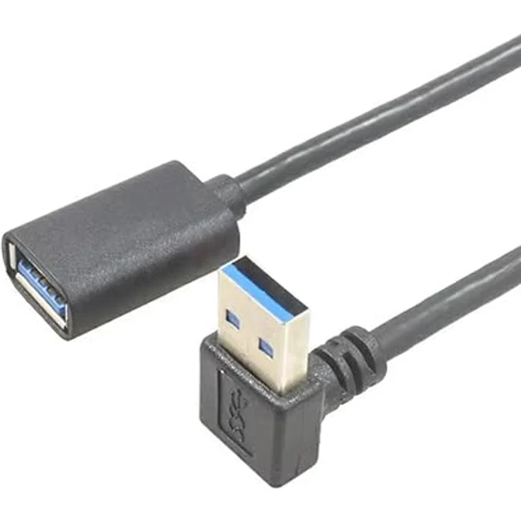 Bolwins C62S USB 3.0 Verlängerungskabel 90° Winkel, 30cm, 5Gbit/s Hochgeschwindigkeit, EMV-abgeschirmt, langlebiges Design, schwarz – Bild 1