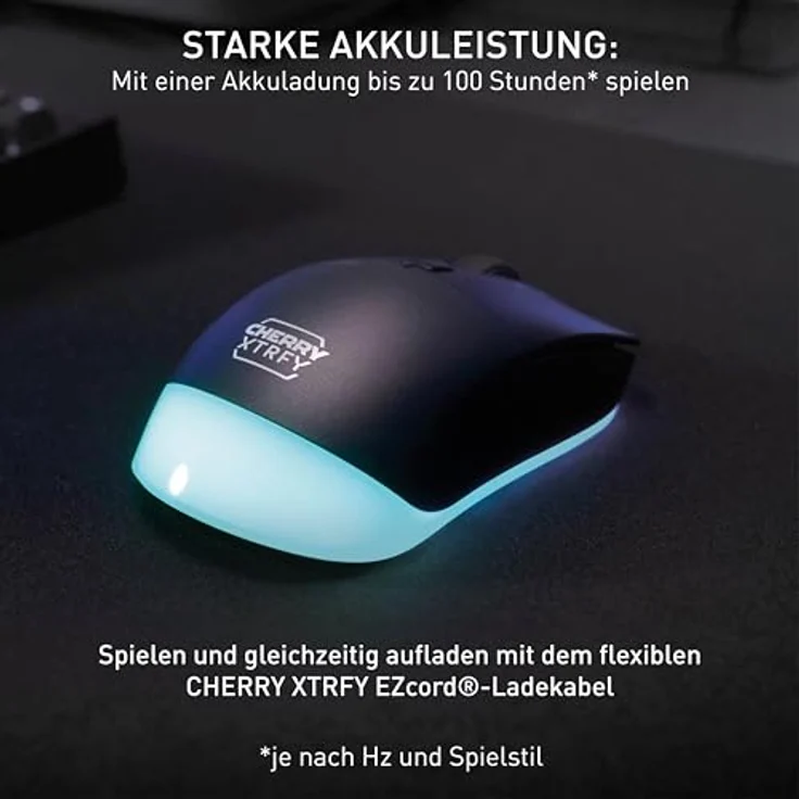 CHERRY XTRFY M50 Wireless Gaming-Maus, 2.4 GHz Funk, Bluetooth, RGB, Wiederaufladbar, Schwarz – Bild 5