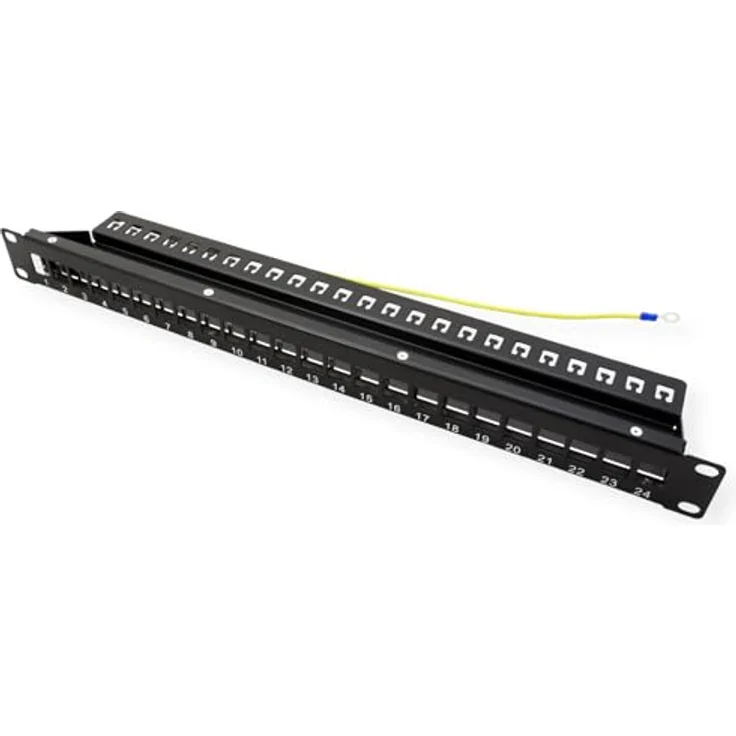 VALUE 19"-Keystone-Modulträger, 24 Ports, 1HE, geschirmt, schwarz mit Kabelabfangleiste für 19" Schränke – Bild 2
