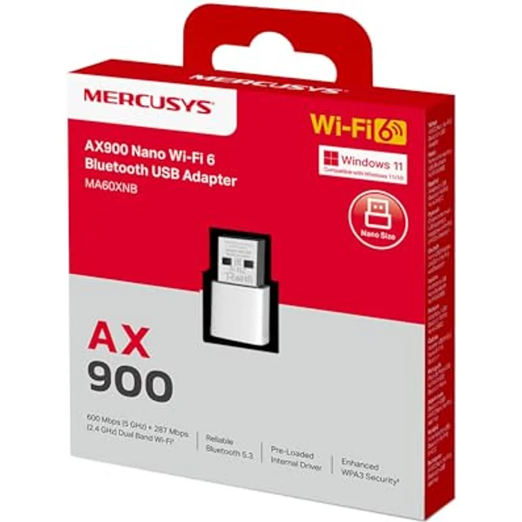 Mercusys MA60XNB Nano Bluetooth WLAN Stick, Wi-Fi 6 AX900 D bis zu 900 Mbit/s, Dual-Band, Plug-and-Play – Bild 8