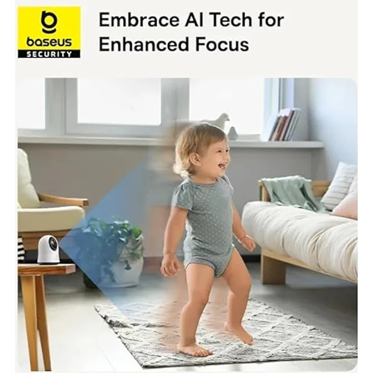 Baseus P1 Pro 3K Innenkamera mit 8-fachem Digitalzoom, Weiß – Bild 7