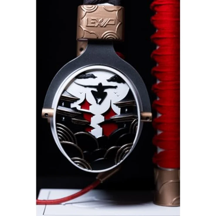 Lexip X Ubisoft Assassins Creed Shadows Headset, verstellbarer ohrumschließender Kopfhörer mit abnehmbarem Mikrofon – Bild 2