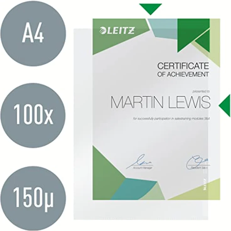 Leitz Sichthüllen 4100-00-03, A4, glasklar, 0,15mm, aus PVC, transparent, 100 Stück - Preisvergleich – Bild 2