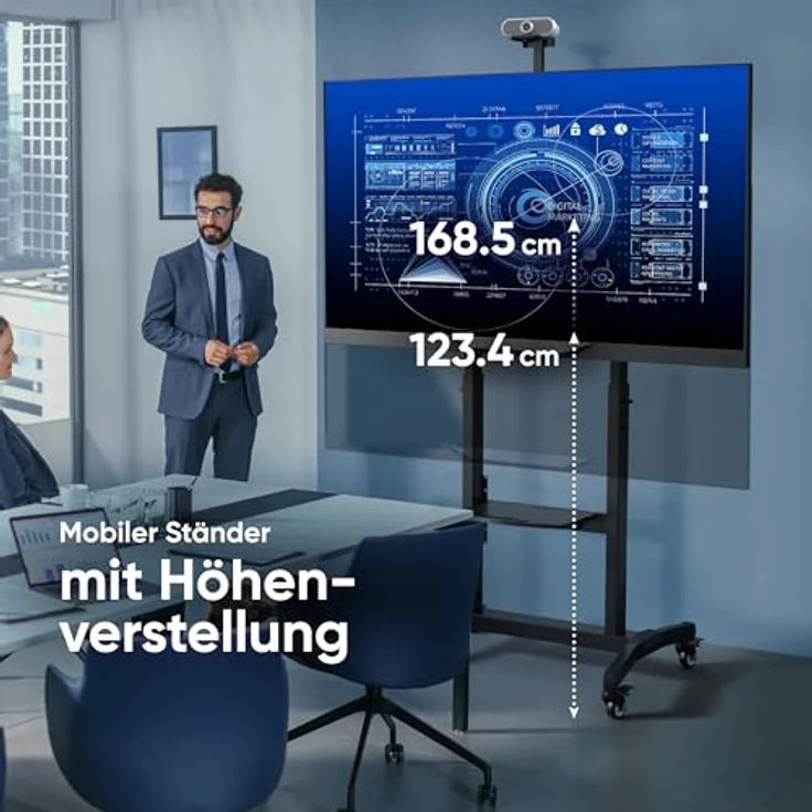 ONKRON TV Ständer rollbar für 50-100 Zoll TVs bis zu 120 kg, höhenverstellbar & neigbar max 1000x600 VESA Standfuß Schwarz TS1991-B – Bild 2