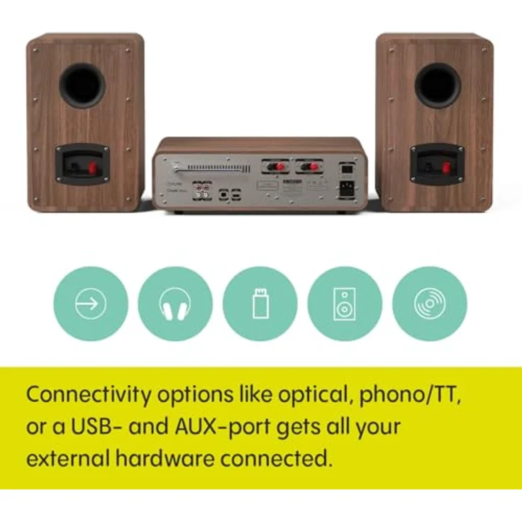 Pure Classic Stereo HiFi Music System (100W Sound, Internet Radio, DAB+/FM, Bluetooth, CD Player, USB and Spotify Connect) Coffee Black/Walnut – Bild 4
