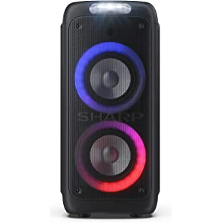 SHARP PS949 Bluetooth Party-Lautsprecher (200 Watt, integrierter Akku mit 13 Stunden Spielzeit, Super Bass, LED-Lichteffekte, inkl. Mikrofon), schwarz – Bild 2