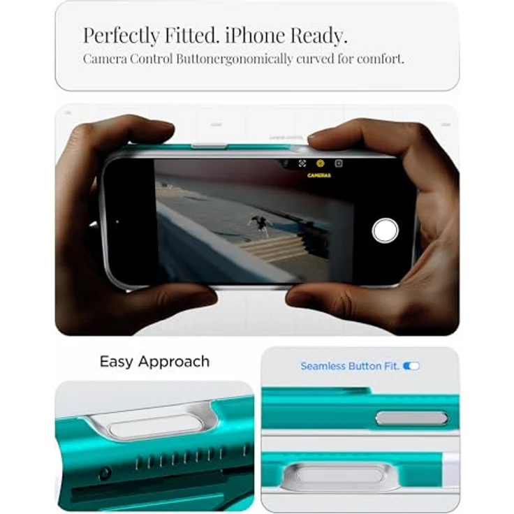 Spigen iPhone 17 Pro Max Hülle Classic C1 MagFit Case, Retro-Futuristisches Design, 6-Lagen Schutz, kompatibel mit MagSafe Zubehör - Bondi Blue – Bild 4