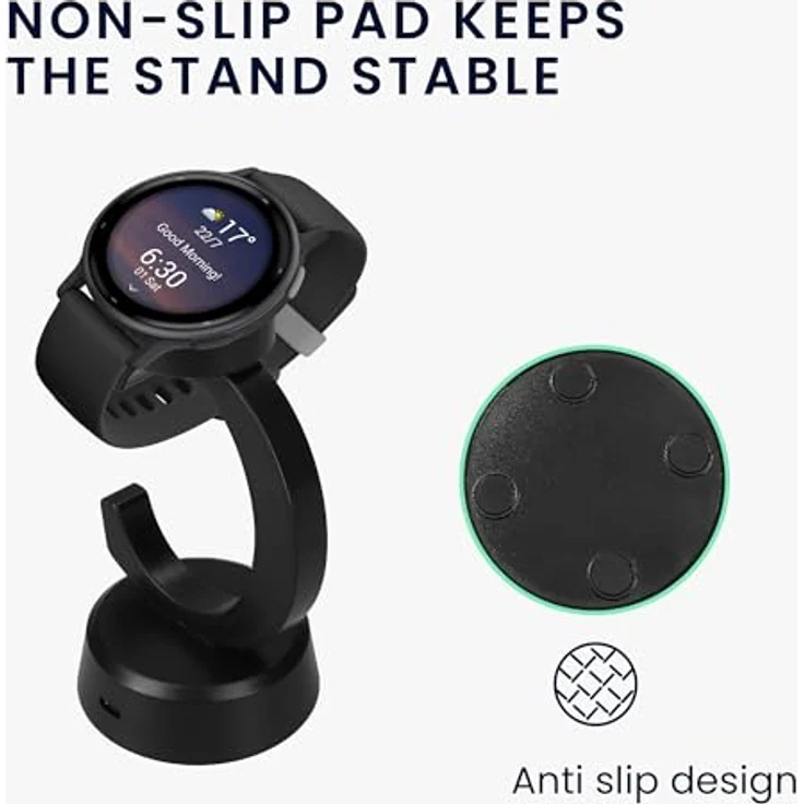 kwmobile USB Ladegerät für Garmin Vivoactive 6 / 5 & Forerunner 55 / 255 / 165 / 965 mit Standfunktion, 100 cm Ladekabel, Schwarz – Bild 4