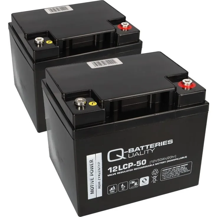 Markenlos Akku kompatibel E-Mobil Shoprider, 2x 12V 50Ah AGM-Batterieset, wartungsfrei und langlebig