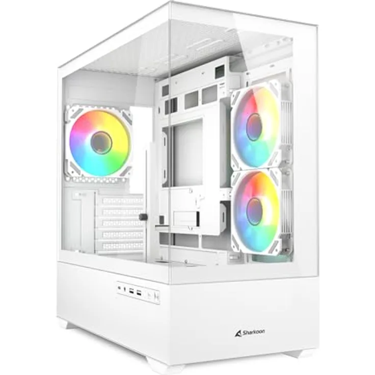 Sharkoon MK6 RGB PC Gehäuse, Micro-ATX, Weiß mit Glasoptik und idealen Airflow
