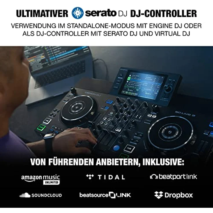 Denon DJ SC LIVE 2 - Standalone DJ-Controller mit Amazon Music Streaming, 7" Touchscreen, WLAN, Lautsprechern, Serato DJ & Virtual DJ Support – Bild 3