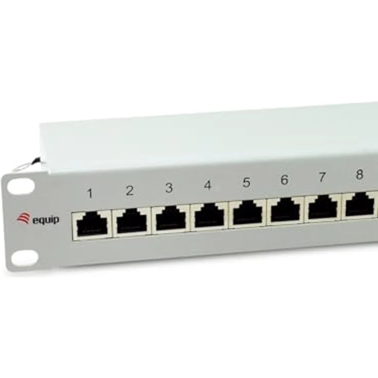 Equip 326523 12-Port Cat.6A geschirmtes Patchpanel, 10", Lichtgrau, bis zu 500 MHz, 10GBase-T, 1HE – Bild 4