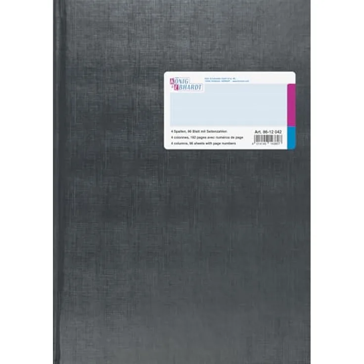 König & Ebhardt Notizbuch Geschäftsbuch A4, 96 Blatt, 4 Spalten, Fadenheftung, grau