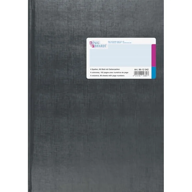 König & Ebhardt Notizbuch Geschäftsbuch A4, 96 Blatt, 4 Spalten, Fadenheftung, grau – Bild 1