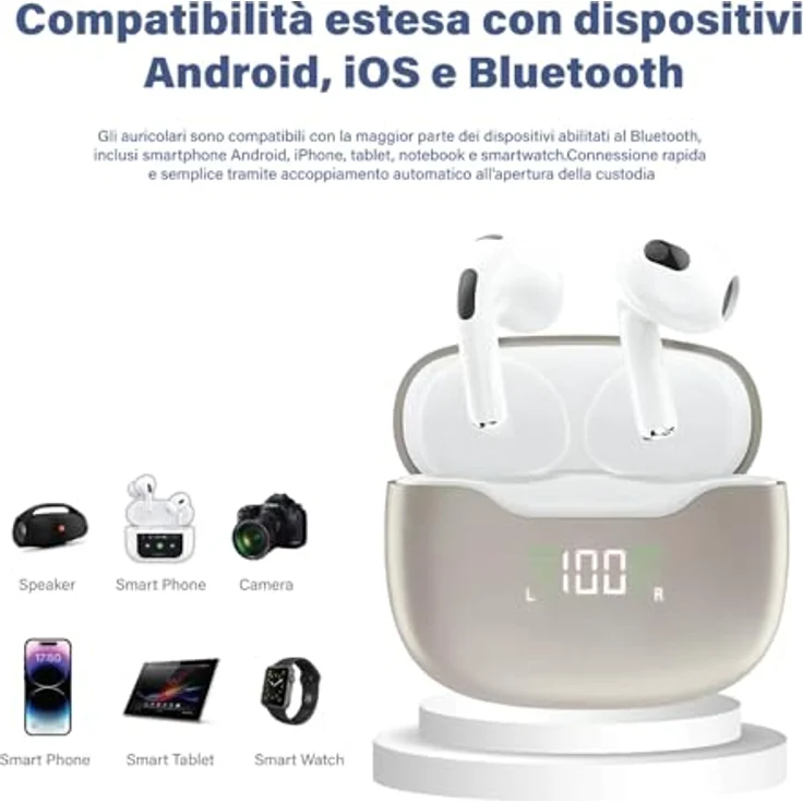 Dudao U15N Kabellose Kopfhörer, TWS, Bluetooth 5.1, Kopfhörer (35 mAh), Ladeetui (300 mAh), Weiß – Bild 6